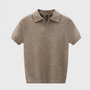BEIGE TEXTURED BUTTON POLO