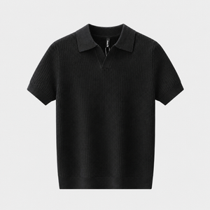 BLACK TEXTURED BUTTON POLO