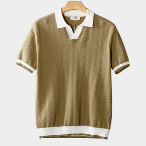 ALMOND CONTRAST TEXTURED POLO